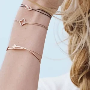 Glücksarmbändchen Kleeblatt, Zirkonia, 18 K Rosegold vergoldet,-LEAF Best