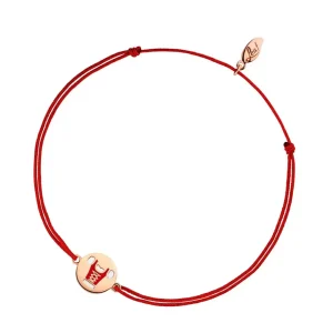 Glücksbändchen "Dirndl", 18 K Rosegold vergoldet, Rot-LEAF Online