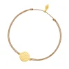 Glücksbändchen Disc CLOVER, Gelbgold vergoldet,-LEAF Clearance