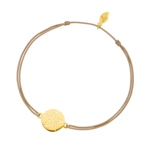 Glücksbändchen Disc STAR, Gelbgold vergoldet,-LEAF Hot