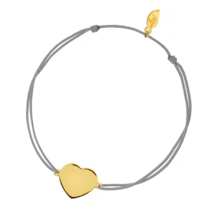 Glücksbändchen Heart-Disc, matt, Gelbgold vergoldet,-LEAF Clearance