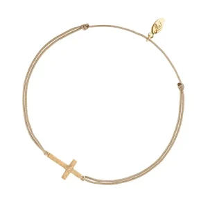 GlĂŒcksbĂ€ndchen Kreuz, 18 K Gelbgold vergoldet,-LEAF Clearance