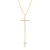 Halskette 2 Kreuze mit Diamanten, 18 Karat Gelbgold-LEAF New