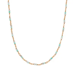 Halskette Amazonit, 18 Karat Rosegold vergoldet-LEAF Sale