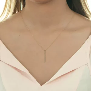 Halskette Bar Diamanten, 18 Karat Rosegold-LEAF Outlet
