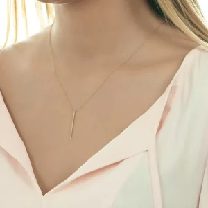 Halskette Bar Diamanten, 18 Karat Rosegold-LEAF Outlet