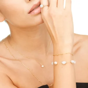 Halskette Beads, 14 Karat Rosegold-LEAF Online