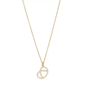 Halskette Brezn mit Zirkonia, 18 Karat Rosegold vergoldet-LEAF Sale