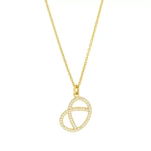 Halskette Brezn mit Zirkonia, 18 Karat Gelbgold vergoldet-LEAF Online