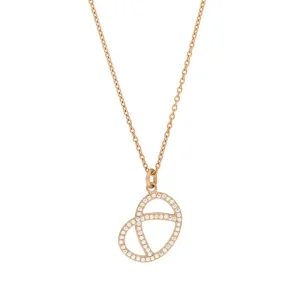 Halskette Brezn mit Zirkonia, 18 Karat Rosegold vergoldet-LEAF Sale