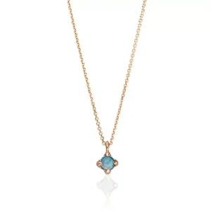 Halskette Cabochon, Blauer Topas, 14 Karat Rosegold-LEAF Discount