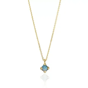 Halskette Cabochon, Blauer Topas, 14 Karat Gelbgold-LEAF Online