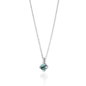 Halskette Cabochon, Blauer Topas, 14 Karat Weißgold-LEAF Clearance