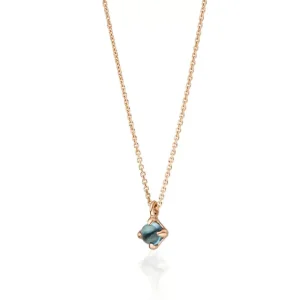 Halskette Cabochon, Blauer Topas, 14 Karat Rosegold-LEAF Discount