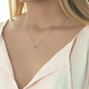 Halskette Cabochon, Blauer Topas, 14 Karat Rosegold-LEAF Discount