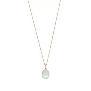 Halskette Cabochon II, 14 Karat Rosegold, Sea Blue Chalzedon-LEAF Discount