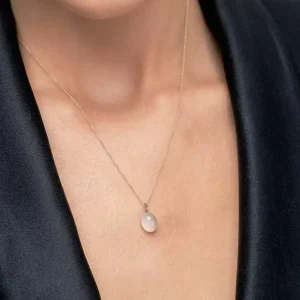 Halskette Cabochon II, 14 Karat Rosegold, Rosenquarz-LEAF Discount