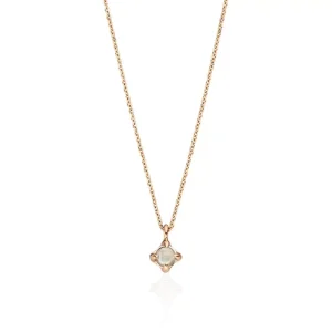 Halskette Cabochon, Mondstein, 14 Karat Rosegold-LEAF Hot