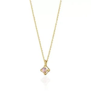 Halskette Cabochon, Mondstein, 14 Karat Gelbgold-LEAF Sale