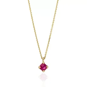 Halskette Cabochon, Rubin, 14 Karat Gelbgold-LEAF Fashion