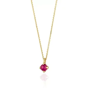 Halskette Cabochon, Rubin, 14 Karat Gelbgold-LEAF Fashion