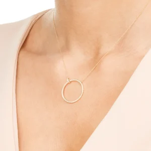 Halskette Circle Groß mit Diamanten, 18 Karat Gelbgold-LEAF Discount