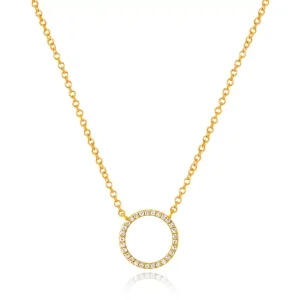 Halskette Circle mit Diamanten, 18 Karat Gelbgold-LEAF Clearance