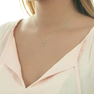Halskette Circle mit Diamanten, 18 Karat Weißgold-LEAF Fashion