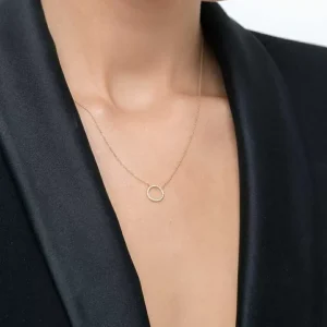 Halskette Circle mit Diamanten, 18 Karat Gelbgold-LEAF Clearance
