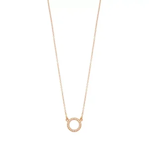 Halskette Circle mit Zirkonia, 18 Karat Rosegold vergoldet-LEAF Outlet