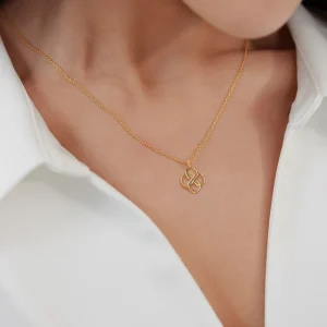 Halskette Clover Charm, 18 Karat Rosegold vergoldet-LEAF Best