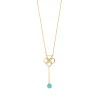 Halskette Clover Charm, Aqua Chalzedon, 18 Karat Gelbgold vergoldet-LEAF Discount