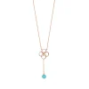 Halskette Clover Charm, Aqua Chalzedon, 18 Karat Rosegold vergoldet-LEAF New