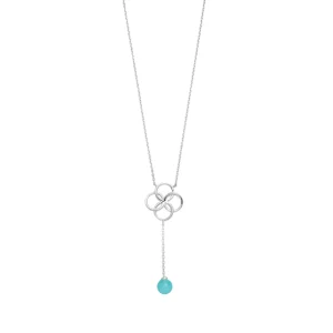 Halskette Clover Charm, Aqua Chalzedon, 925 Sterlingsilber-LEAF Online