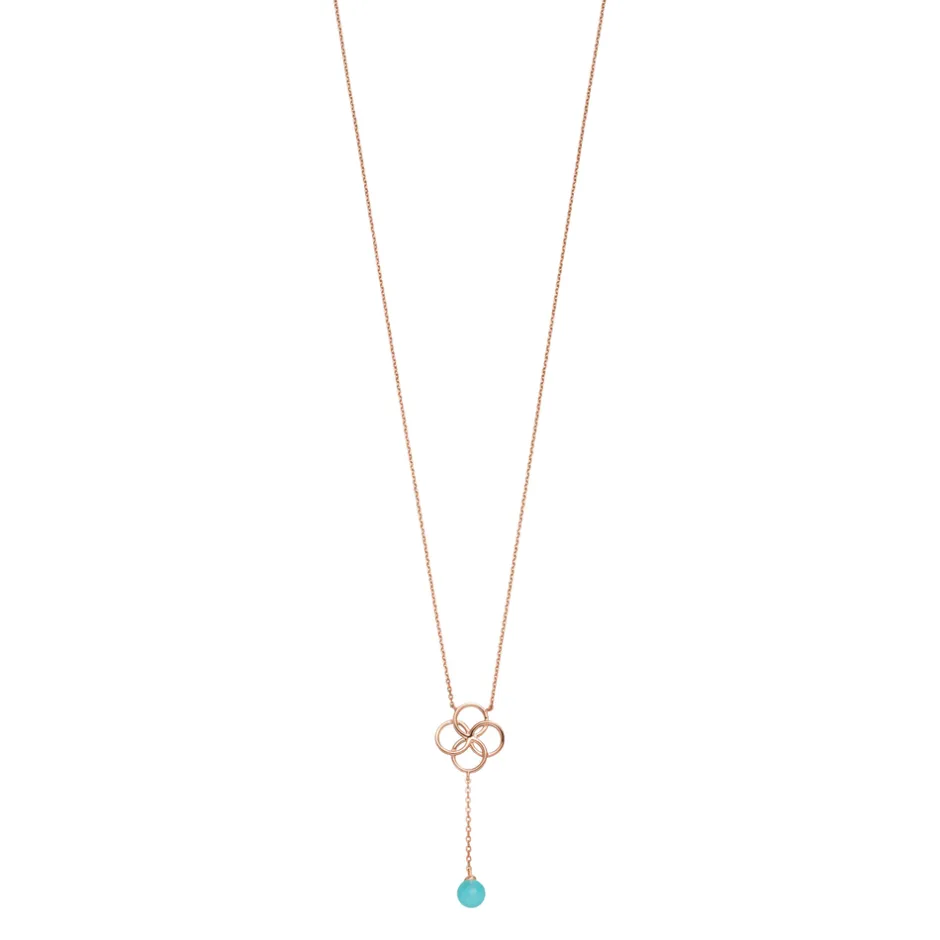 halskette_clover_charm_aq_1-2.webp Halskette Clover Charm, Aqua Chalzedon, 18 Karat Rosegold vergoldet-LEAF New