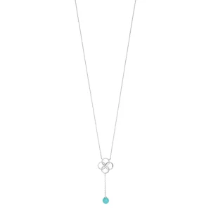 Halskette Clover Charm, Aqua Chalzedon, 925 Sterlingsilber-LEAF Online