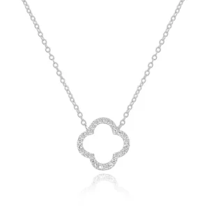 Halskette Clover mit Diamanten, 18 Karat Weißgold-LEAF Clearance