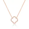 Halskette Clover mit Diamanten, 18 Karat Rosegold-LEAF New