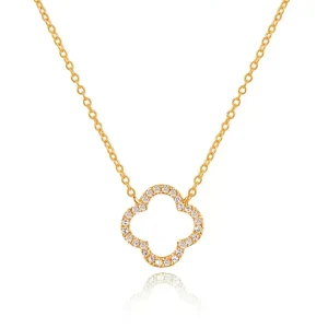 Halskette Clover mit Diamanten, 18 Karat Gelbgold-LEAF Outlet