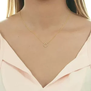 Halskette Clover mit Diamanten, 18 Karat Gelbgold-LEAF Outlet
