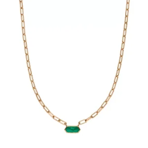 Halskette CUBE, Grüner Achat, 18 Karat Rosegold-LEAF Sale