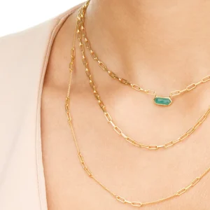 Halskette CUBE, Grüner Achat, 18 Karat Rosegold-LEAF Sale