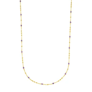 Halskette Flying Gems, Amethyst, 90cm, 18 Karat Gelbgold vergoldet-LEAF Hot