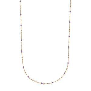 Halskette Flying Gems, Amethyst, 90cm, 18 Karat Rosegold vergoldet-LEAF Fashion