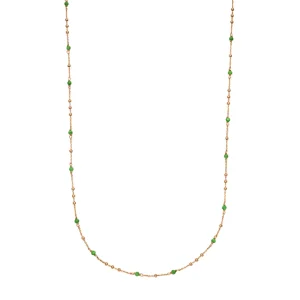Halskette Flying Gems, Grüner Achat, 90cm, 18 Karat Rosegold vergoldet-LEAF Best