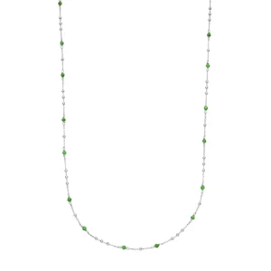 Halskette Flying Gems, Grüner Achat, 90cm, 925 Sterlingsilber-LEAF Sale