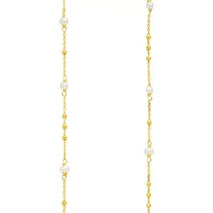 Halskette Flying Gems, Perle, 90cm, 18 Karat Gelbgold vergoldet-LEAF Best