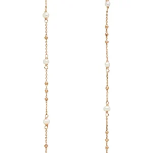 Halskette Flying Gems, Perle, 90cm, 18 Karat Rosegold vergoldet-LEAF Outlet