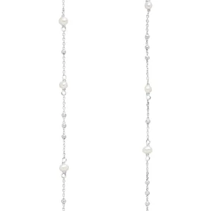 Halskette Flying Gems, Perle, 90cm, 925 Sterlingsilber-LEAF New