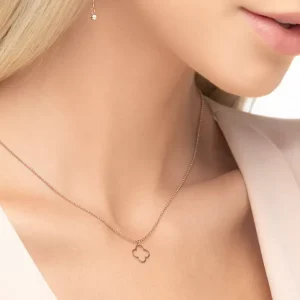 Halskette GENTLE CLOVER, 14 Karat Rosegold-LEAF Hot